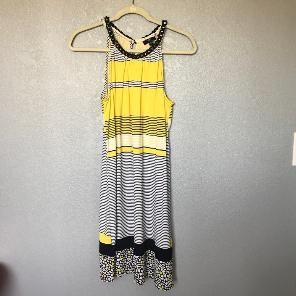 EUC JBS Yellow Black Sleeveless Summer Dress sz M